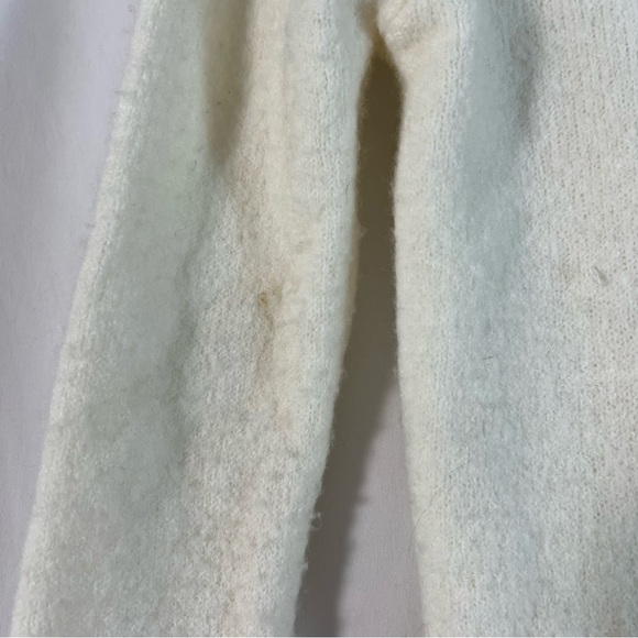 Faux Fur Collar Cropped Cardigan Cream White - Picture 10 of 10